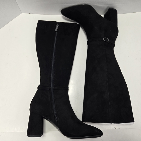 Anne Klein Bernice Black Suede Knee-High Riding Boots Women's Size 7 1/2 7.5 - Picture 7 of 13